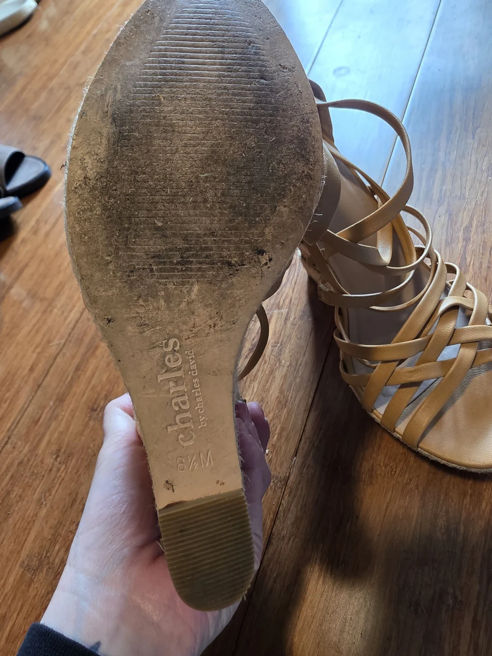 Charles by Charles David Tan Strappy Cork Wedge Sandals